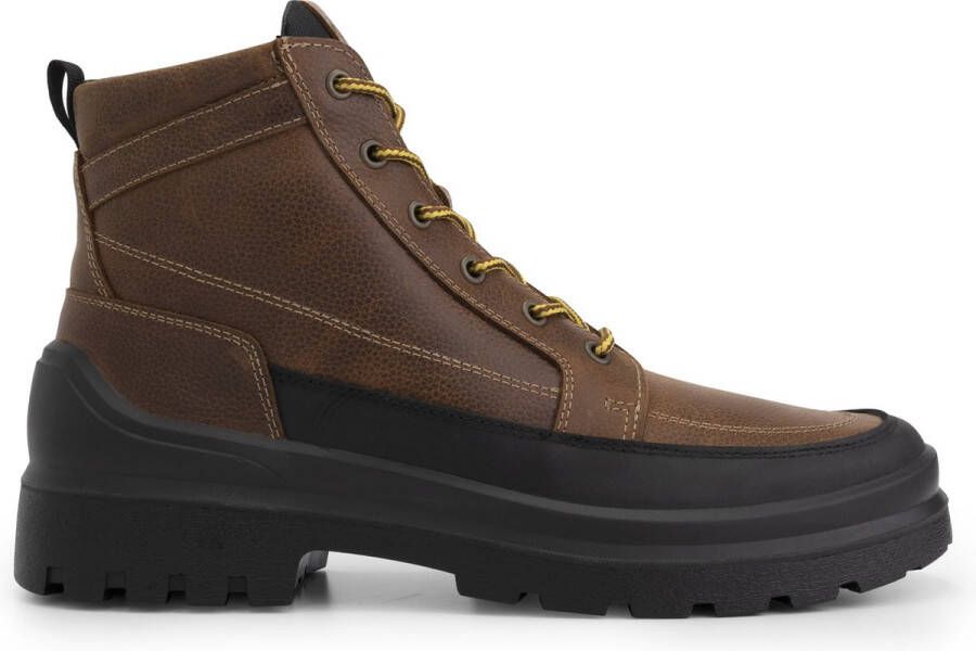 Travelin ' Canmore Heren Winterboots Waterresistent membraan Wol gevoergd Cognac bruin leer