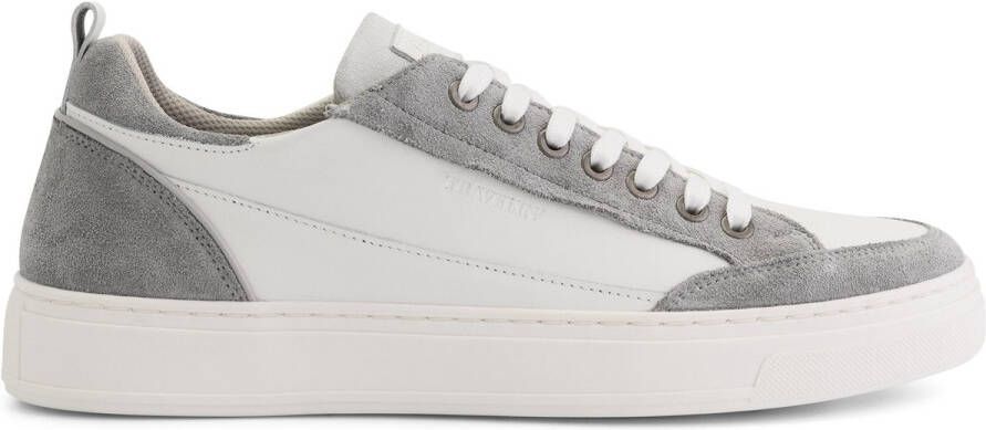 Travelin ' Croft Herensneakers 100% leer Veterschoenen Wit-grijs