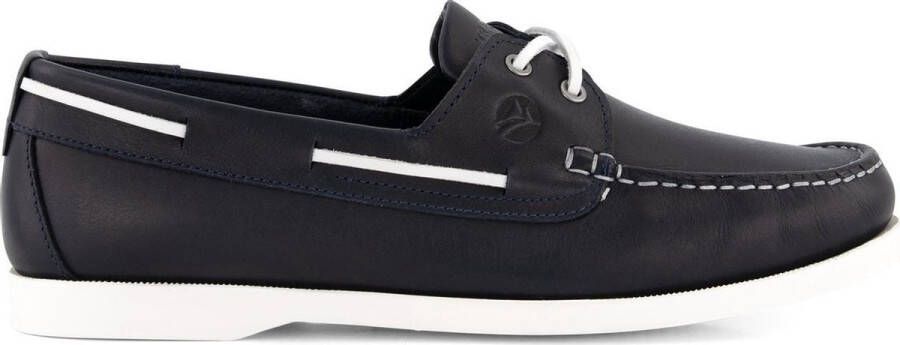 Travelin ' Exmouth Heren Leren Moccasins met veter Boot schoen Blauw Leer