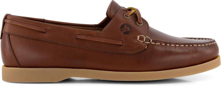 Travelin ' Exmouth Heren Leren Moccasins met veter Boot schoen Bruin Leer