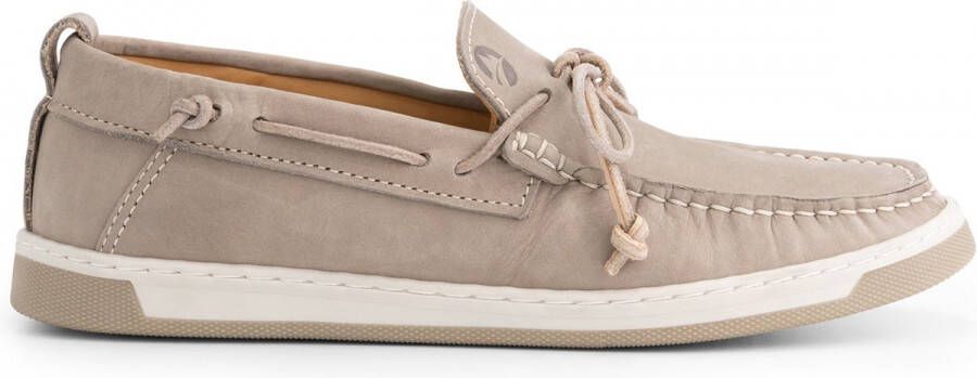 Travelin ' Falmouth Dames Leren Moccasins met veter Bootschoenen Instappers Grijs Leer