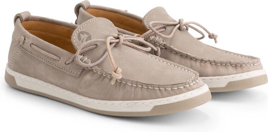 Travelin ' Falmouth Dames Leren Moccasins met veter Bootschoenen Instappers Grijs Leer
