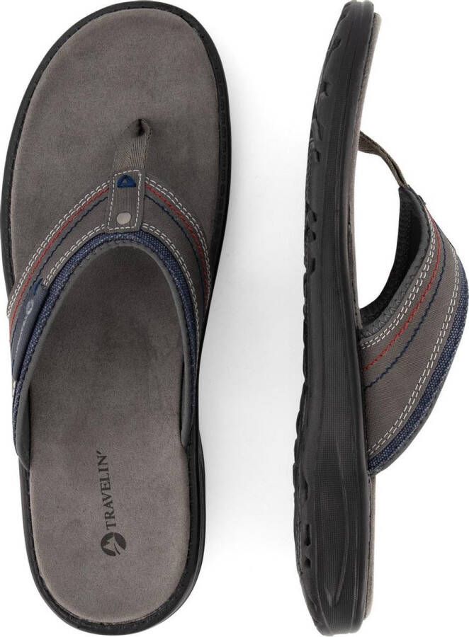 Travelin ' Fiksdal Heren Teenslipper Outdoor- Sport- en Wandelsandalen met Profielzool Grijs - Foto 3