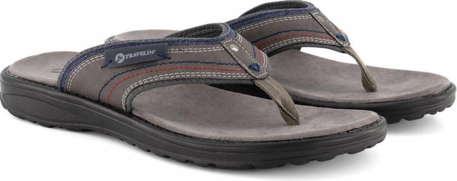 Travelin ' Fiksdal Heren Teenslipper Outdoor Sport en Wandelsandalen met Profielzool Grijs