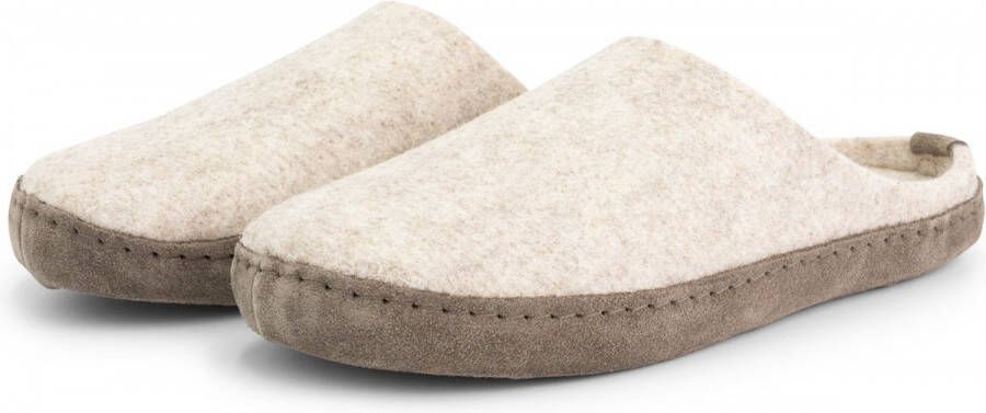 Travelin ' Get Home Dames Sloffen Wollen Pantoffels Instappers met suède  zool Zand Beige - Schoenen.nl