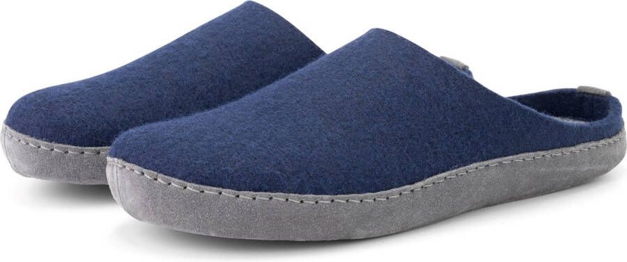 Travelin ' Get-Home Heren Sloffen Wollen Pantoffels Instappers met suède zool Navy Blauw