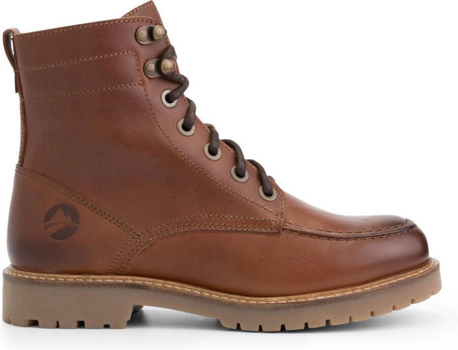 Travelin ' Haugesund Dames Leren Veterschoenen Wol gevoerde boots Cognac leer - Foto 1