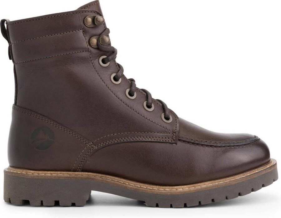 Travelin ' Haugesund Dames Leren Veterschoenen Wol gevoerde boots Donkerbruin leer