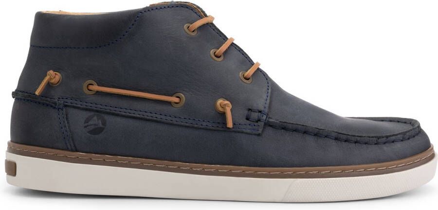 Travelin ' Helford hoge zomerschoenen heren leren Mocassins hoog Veterschoenen mannen Donkerblauw leer