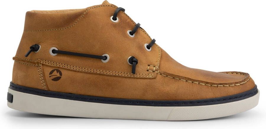 Travelin ' Helford hoge zomerschoenen heren leren Mocassins hoog Veterschoenen mannen Lichtbruin leer