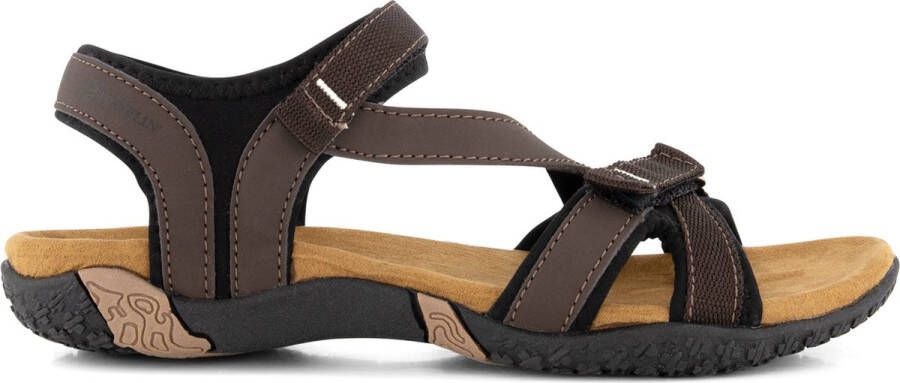 Travelin ' Helsem PU leren Dames Sableaal WandelSandalen met profielzool Bruin leer