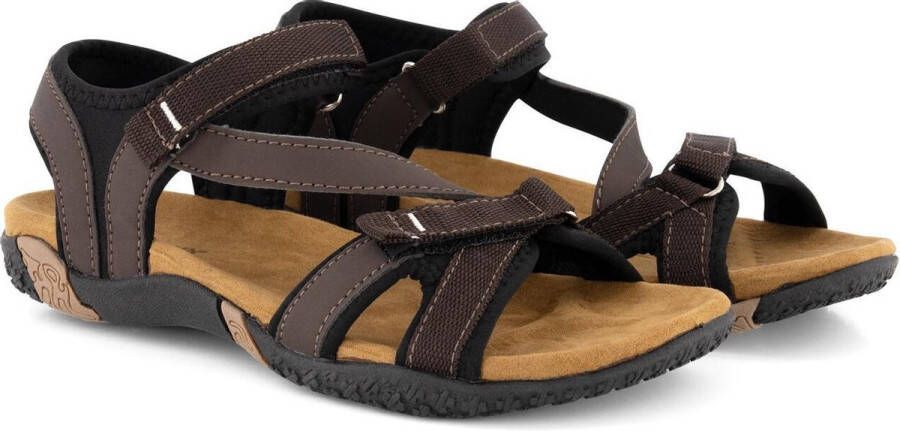 Travelin ' Helsem PU leren Dames sandaal Wandelsandalen met profielzool Bruin leer