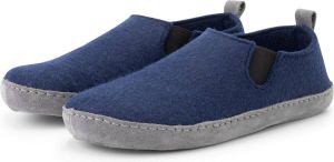 Travelin ' In-Home Dames Sloffen Wollen Pantoffels Instappers met suède zool Navy Blauw