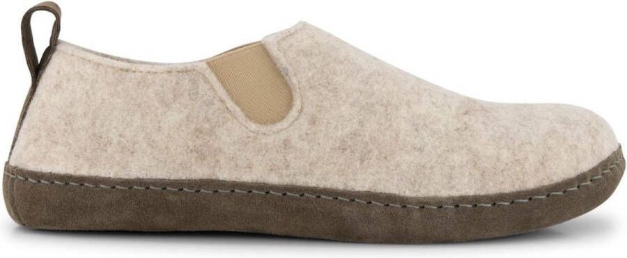 Travelin ' In Home Dames Sloffen Wollen Pantoffels Suede zool Beige