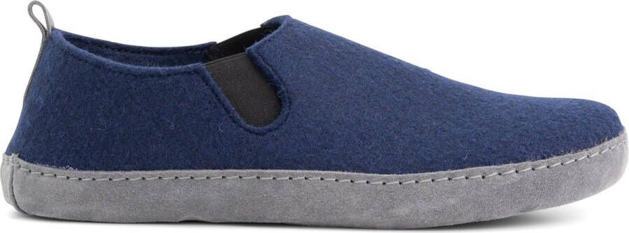 Travelin ' In-Home Heren Sloffen Wollen Pantoffels Instappers met suède zool Marine Blauw
