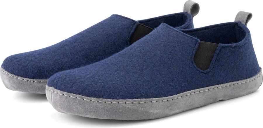 Travelin ' In-Home Heren Sloffen Wollen Pantoffels Instappers met suède zool Navy Blauw