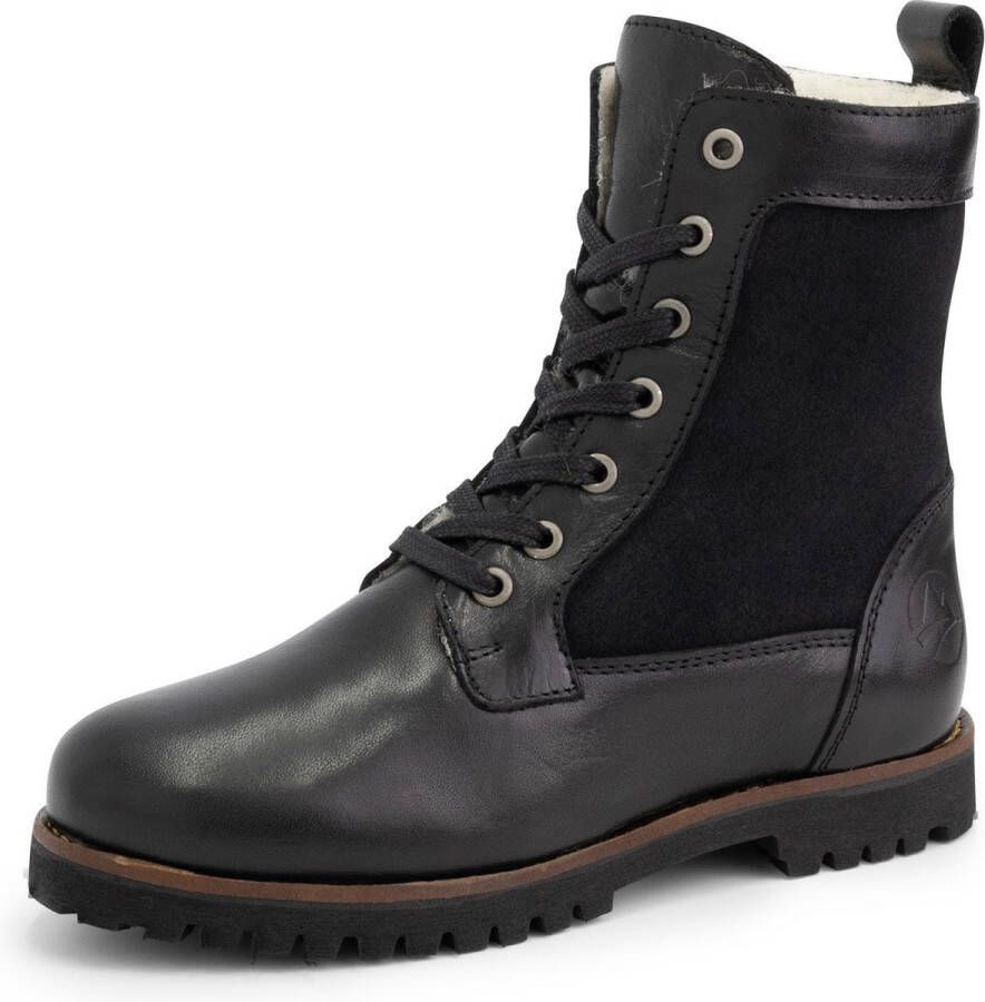 Travelin ' Kids Enkellaars Ask Veterboots met rits Wol gevoerde Kinderschoenen Zwart Leer - Foto 1