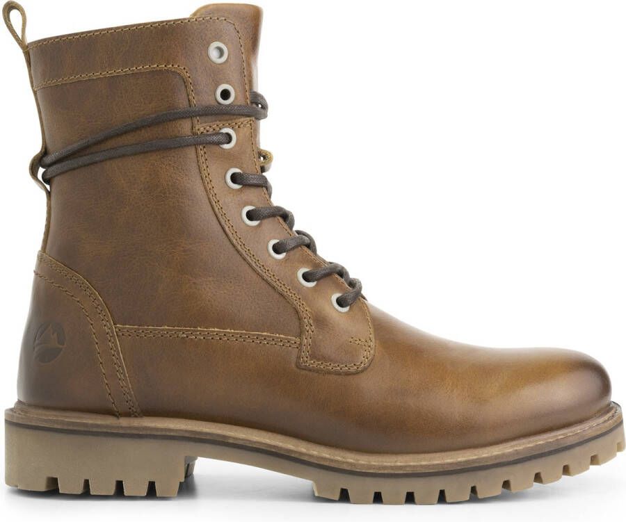 Travelin ' Kvosted Heren Leren hoge veterschoenen Cognac leer