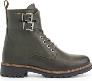Travelin ' Lasken Dames veterschoen met rits Leren enkellaars Olijfgroen legergroen leer