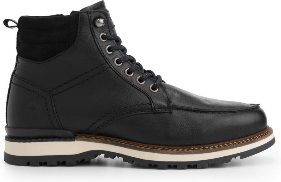 Travelin ' Lindelund Herenschoenen Halfhoge leren veterboots Sneakers wol gevoerd Zwart Leer