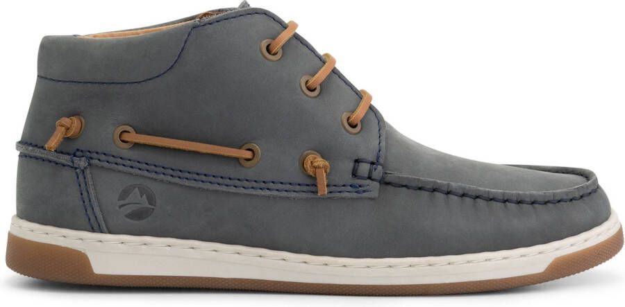 Travelin ' Maenporth hoge zomerschoenen dames leren Mocassins hoog Veterschoenen vrouwen blauw leer