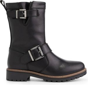 Travelin ' Marieland Leren Dames laarzen Wol gevoerde biker boots Zwart Leer