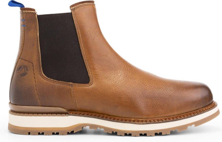 Travelin ' Ravik Heren chelsea boots Leren schoenen Wol gevoerd Cognac leer