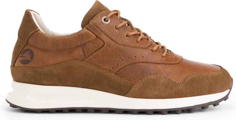 Travelin ' Rennes Leren Damessneakers Veterschoenen Cognac Bruin Leer