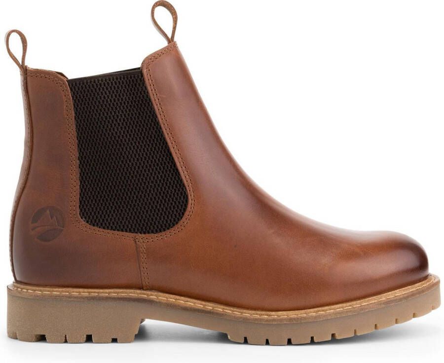 Travelin ' Rosseland Dames Leren Chelseaboots Wol gevoerd Cognac Leer