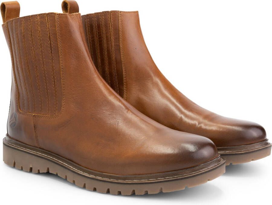 Travelin ' Ruca Heren Leren Enkellaarzen Stoere Chelseaboots Cognac Bruin Leer