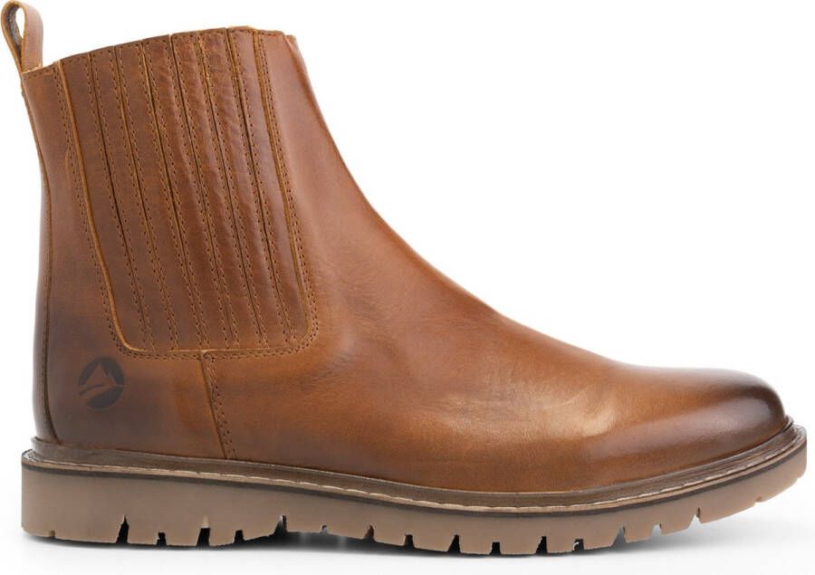 Travelin ' Ruca Heren Leren Enkellaarzen Stoere Chelseaboots Cognac Bruin Leer