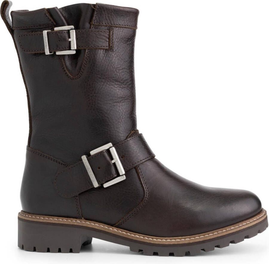 Travelin ' Silkeborg Leren Dames laarzen Wol gevoerde biker boots Donkerbruin Leer