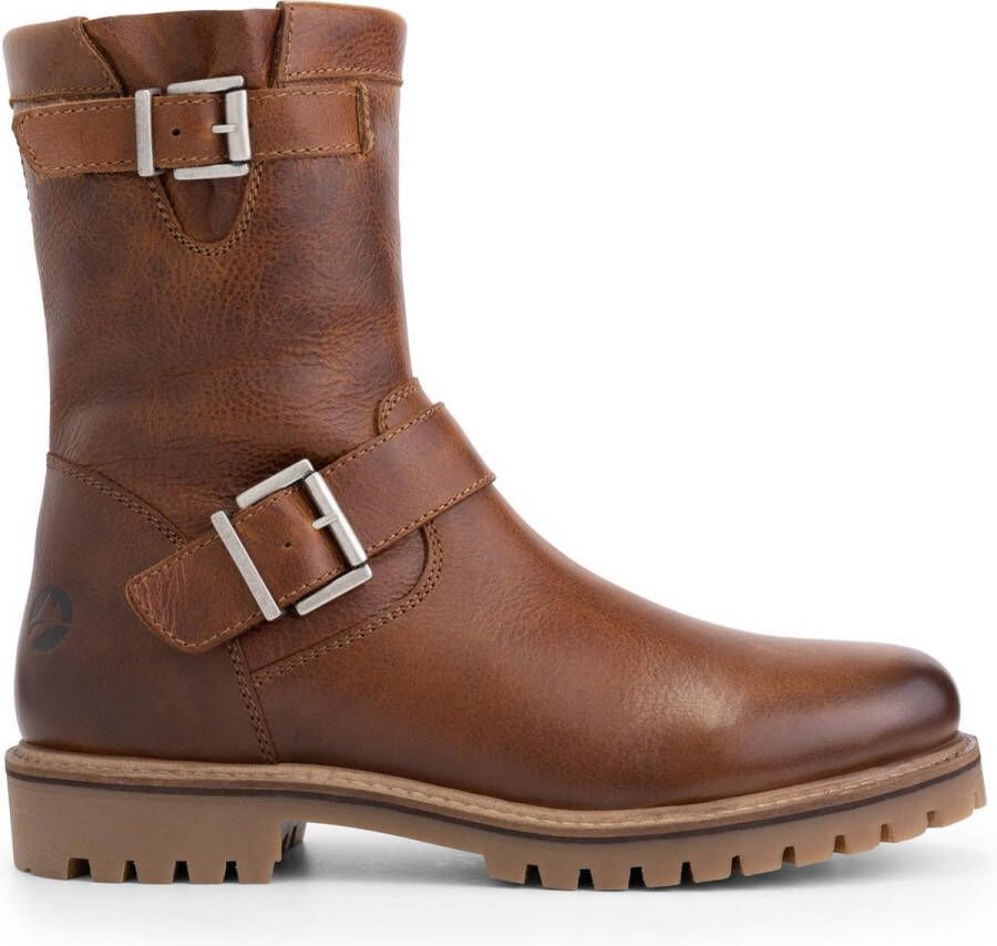 Travelin ' Silkeborg Leren Heren laarzen Wol gevoerde biker boots Cognac Leer