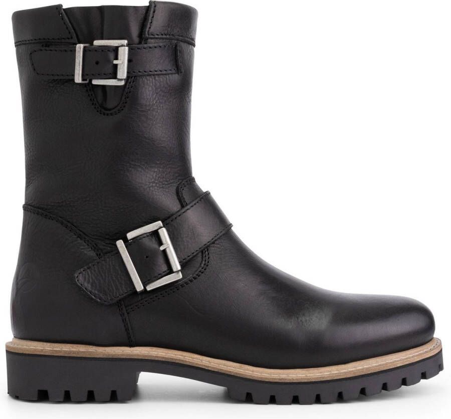 Travelin ' Silkeborg Leren Heren laarzen Wol gevoerde biker boots Zwart Leer