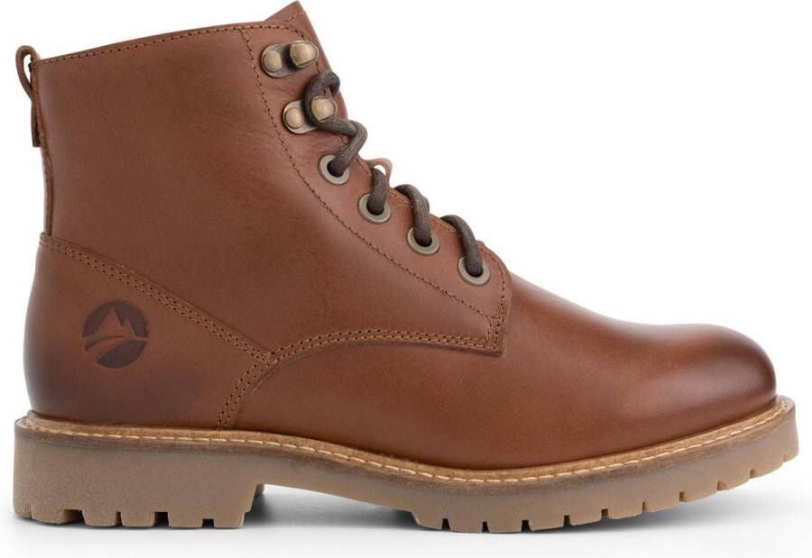 Travelin ' Stalon Dames Leren Veterschoenen Wol gevoerde boots Cognac bruin leer