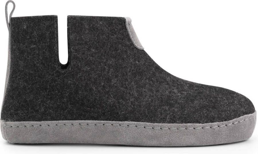 Travelin ' Stay Home Dames hoge sloffen Wollen pantoffels Suede zool Grijs