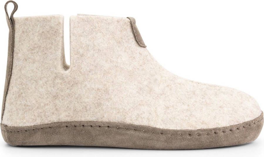 Travelin ' Stay Home Dames hoge sloffen Wollen pantoffels Suede zool Zand Beige