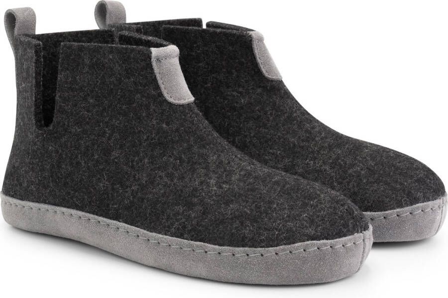 Travelin ' Stay-Home Dames Sloffen Wollen Pantoffels suède zool Donkergrijs - Foto 1