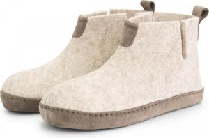 Travelin ' Stay Home Dames Sloffen Wollen Pantoffels suède zool Zand Beige