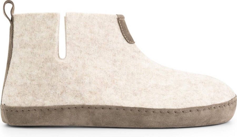 Travelin ' Stay Home Heren hoge sloffen Wollen pantoffels Suede zool Beige Zand