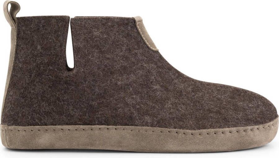 Travelin ' Stay Home Heren hoge sloffen Wollen pantoffels Suede zool Bruin