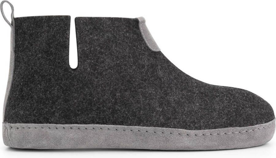 Travelin ' Stay-Home Heren hoge sloffen Wollen pantoffels Suede zool Grijs