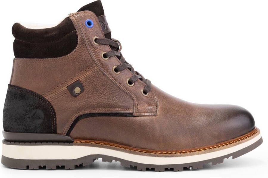 Travelin ' Sund Herenschoenen Halfhoge leren veterboots Sneakers Bruin Leer