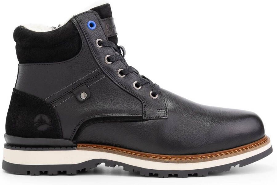 Travelin ' Sund Herenschoenen Halfhoge leren veterboots Sneakers Zwart Leer