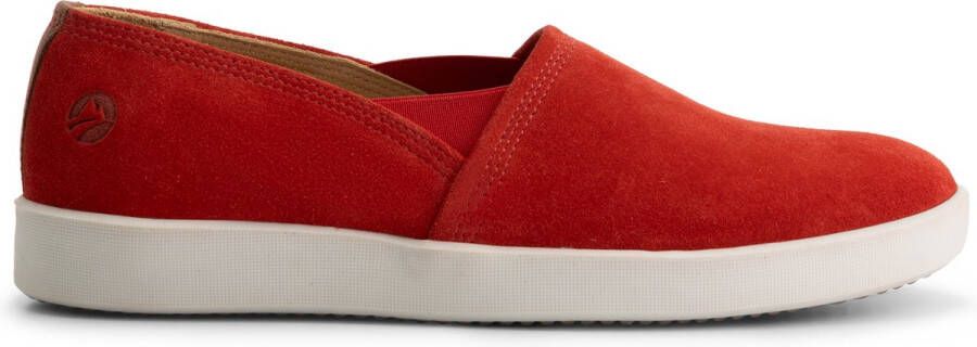Travelin ' Tours Dames Leren instappers Slip-On Espadrilles Rood Suede Leer