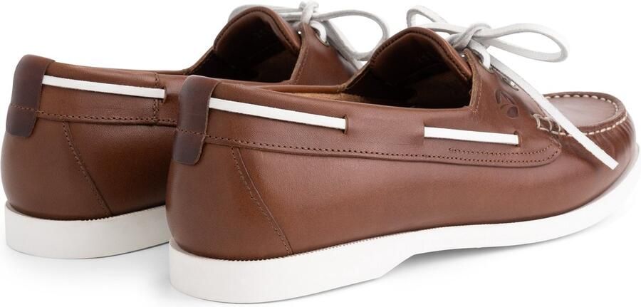 Travelin ' Exmouth Heren Leren Moccasins met veter Bootschoenen Instappers Cognac Bruin Leer - Foto 5