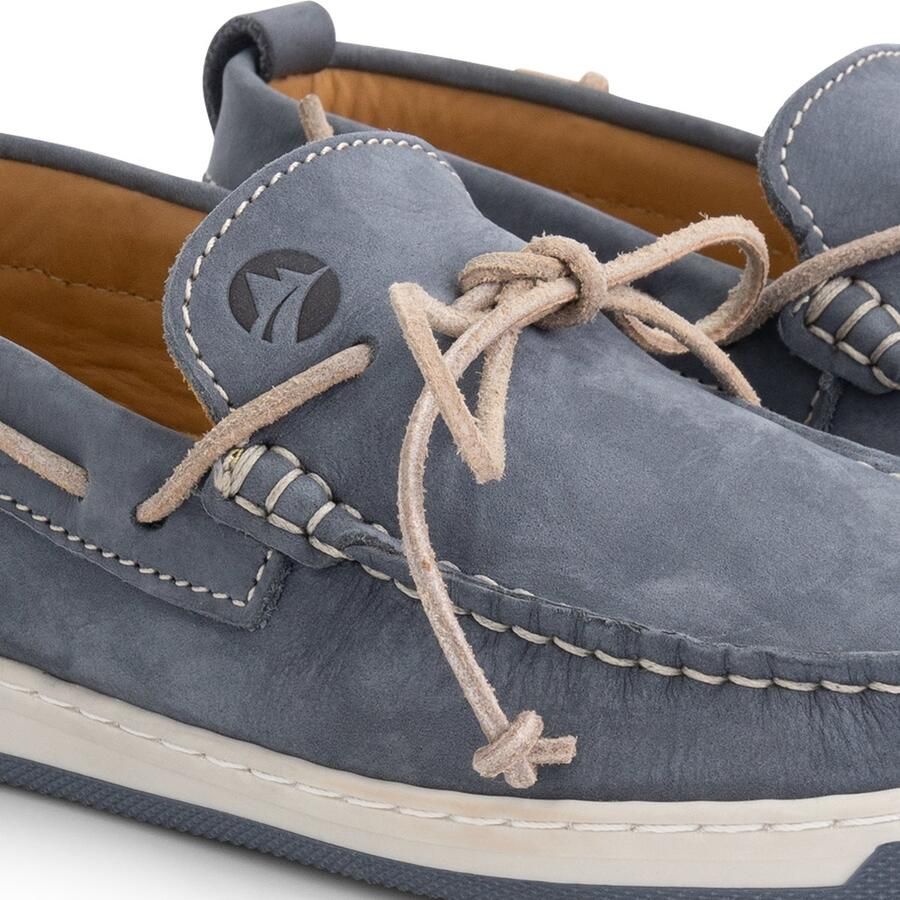 Travelin ' Falmouth Dames Leren Moccasins met veter Bootschoenen Instappers Blauw Leer - Foto 2