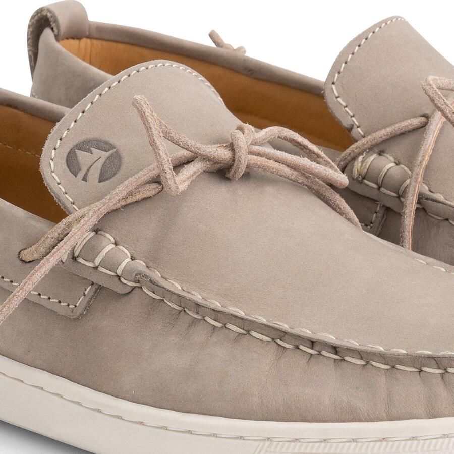 Travelin ' Falmouth Heren Leren Moccasins met veter Bootschoenen Instappers Grijs Leer - Foto 2