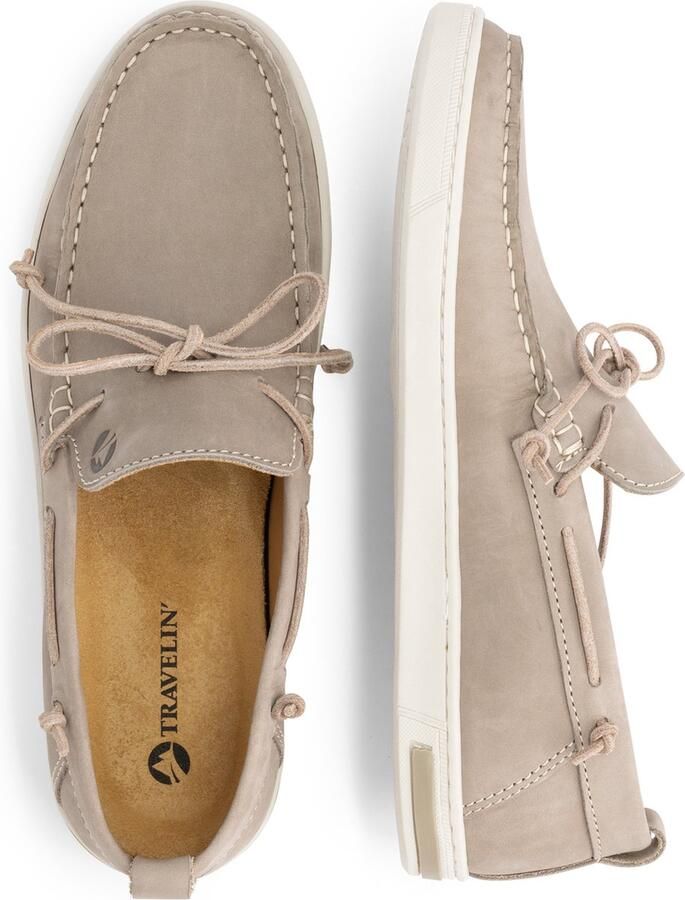 Travelin ' Falmouth Heren Leren Moccasins met veter Bootschoenen Instappers Grijs Leer - Foto 5