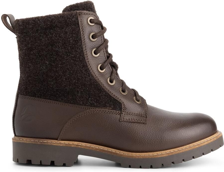 Travelin ' Folge Dames Veterboots Wol Vilt Donkerbruin
